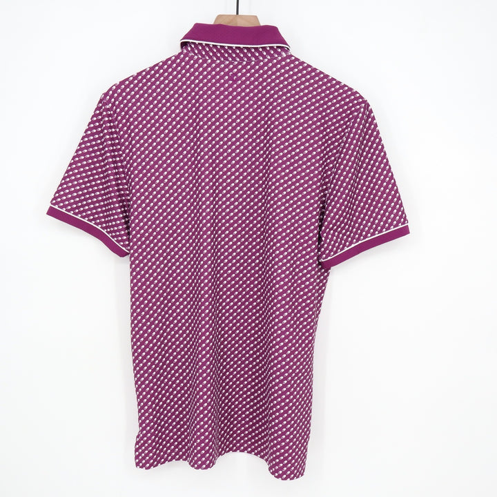 VRST Mens Contrast Printed Polo Black Cherry Geometric Golf Shirt S