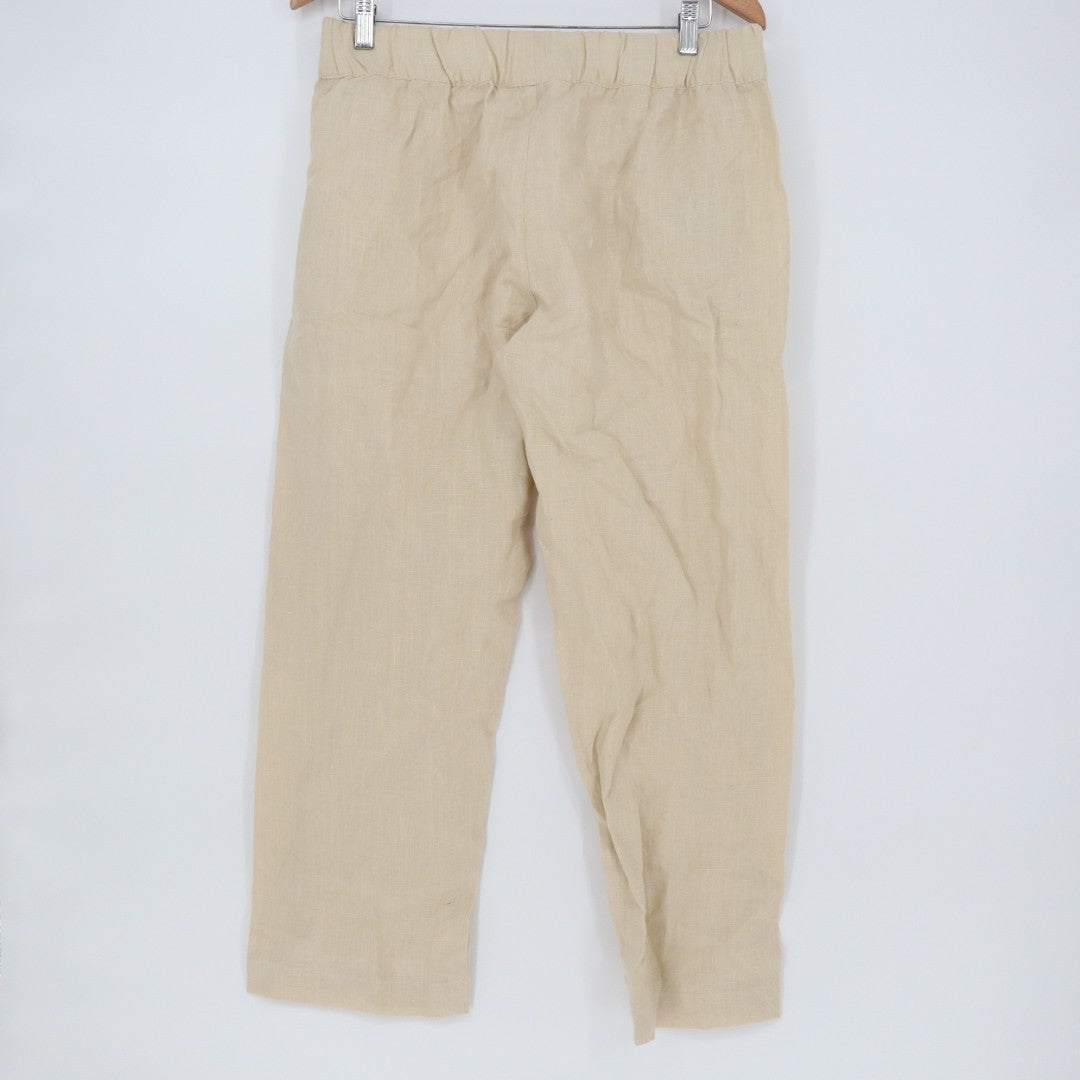 American Giant Pants Womens Medium Beige Mid Rise Straight Leg Elastic Waist
