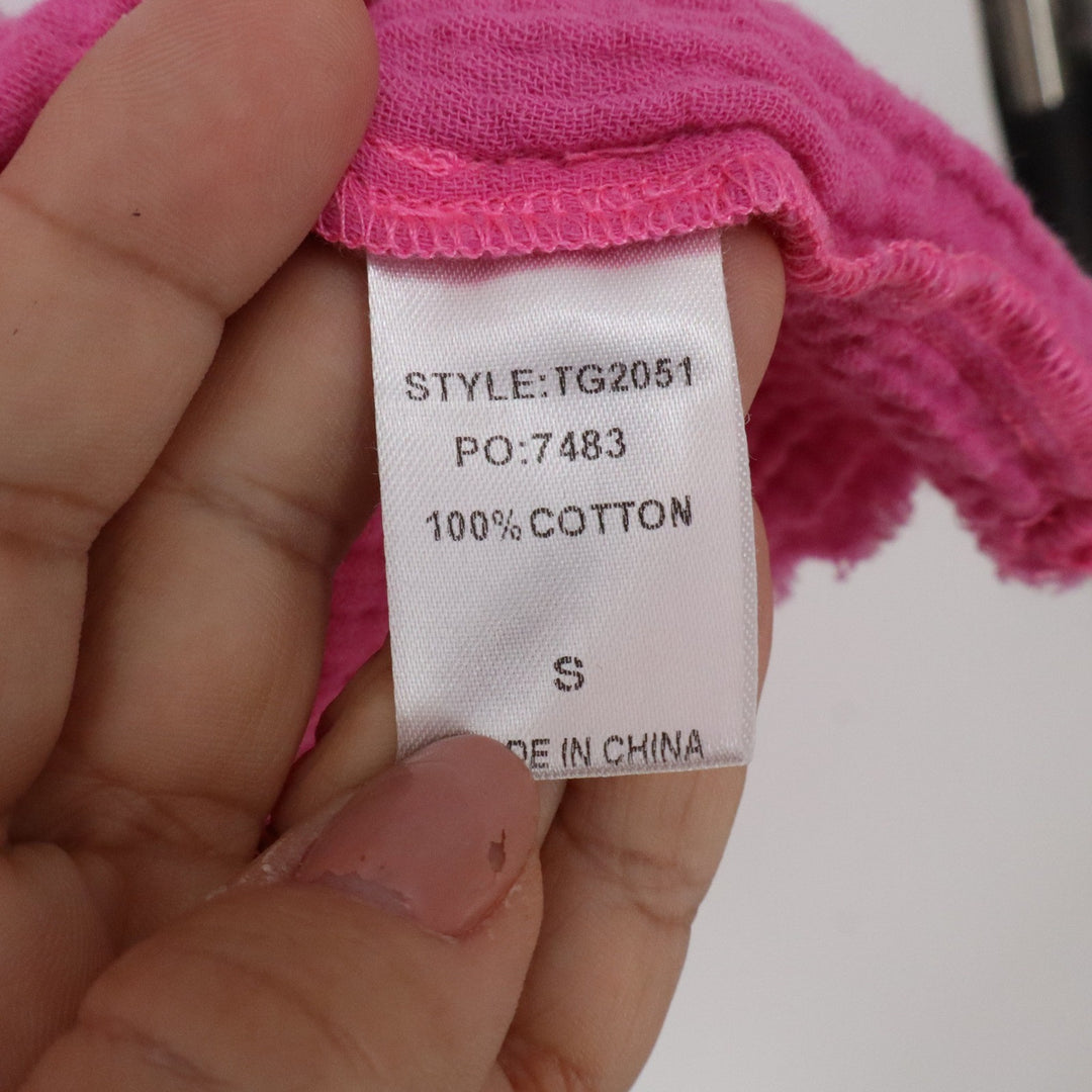 GIGIO USA Pink Cotton Gauze Tiered Tunic Top Short Sleeve Boho Small