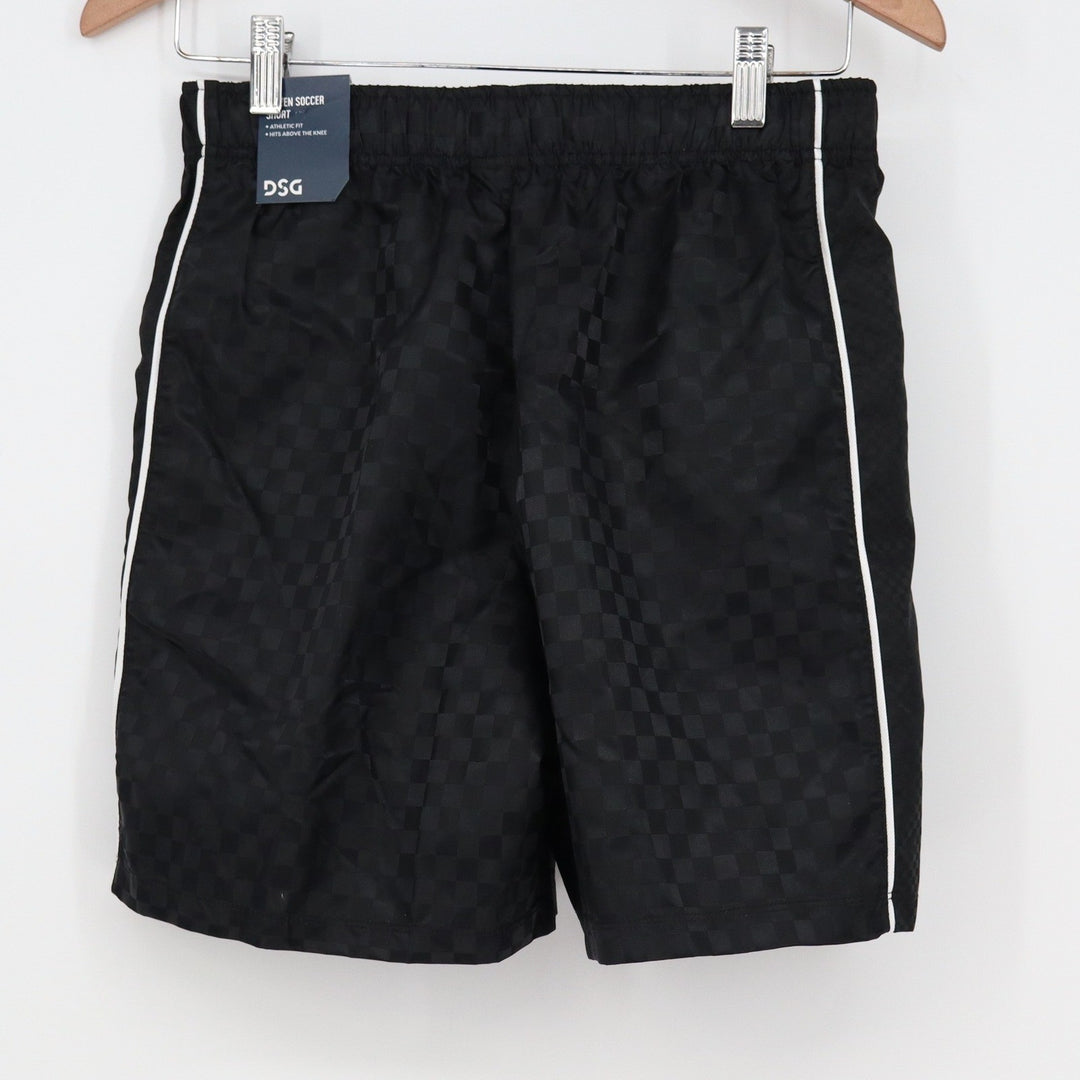 DSG Boys XL Woven Soccer Shorts Pure Black Checkerboard