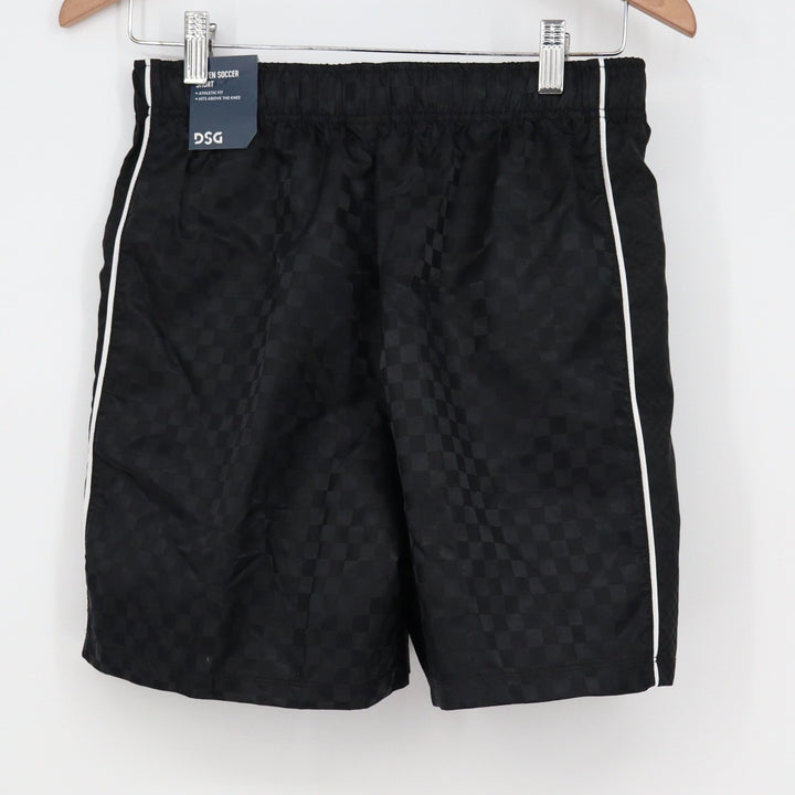 DSG Boys XL Woven Soccer Shorts Pure Black Checkerboard