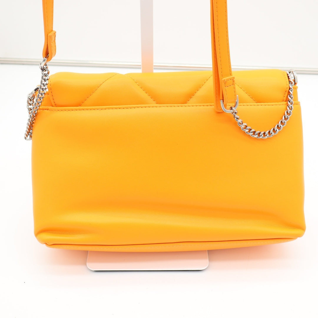 A New Day Orange Quilted Crossbody Bag Silver Chain Detail Adjustable Strap