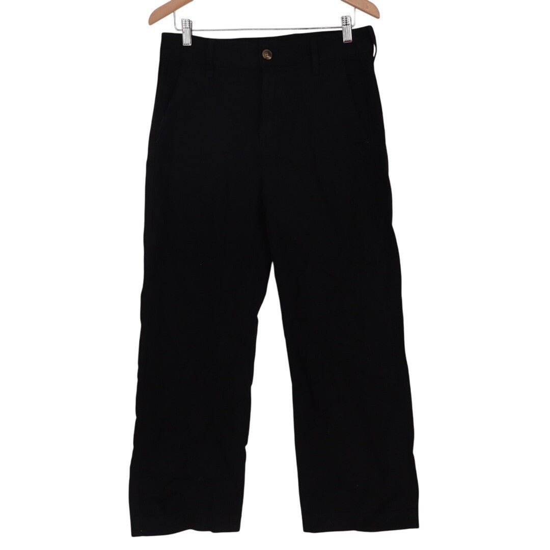 American Giant Ankle Pants Womens 8 Black Cotton Stretch Wide Leg Streetwear