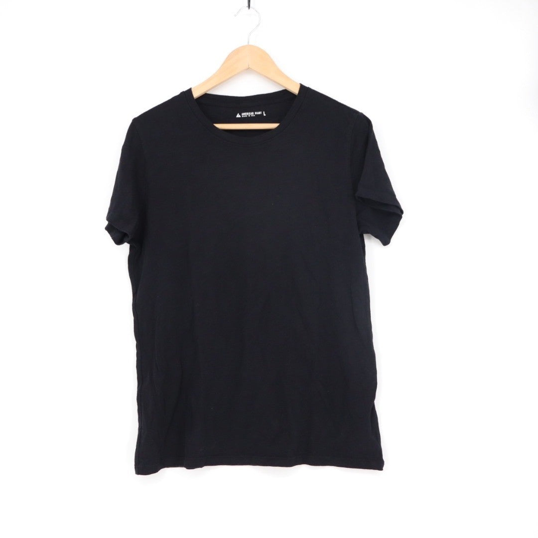 American Giant Women's Tee Black Crew Neck Short Sleeve Made in USA Size L