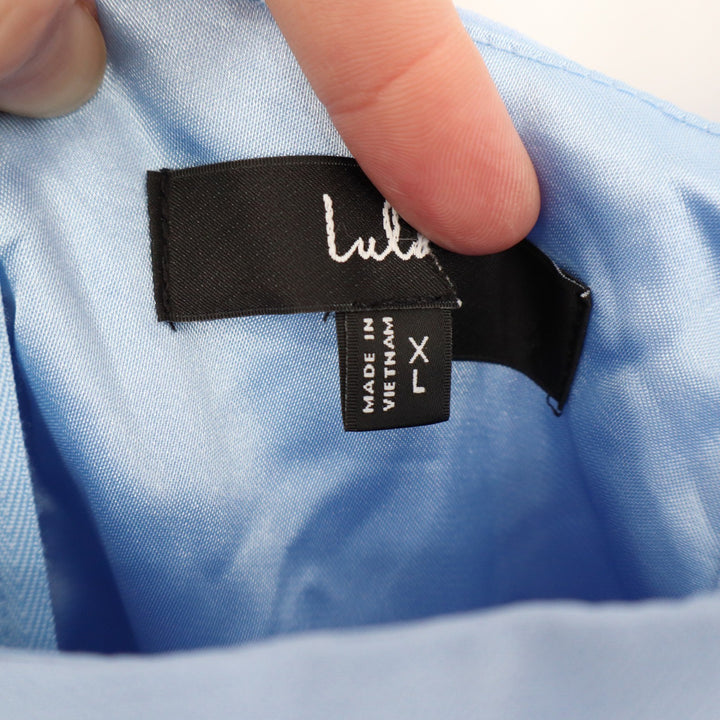 Lulus Light Blue Chiffon Square Neck Maxi Dress Sleeveless Side Slit Size XL