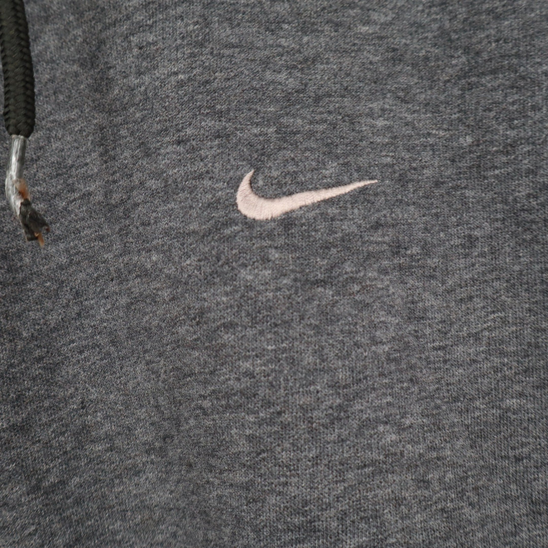 Nike Mens Pullover Hoodie Charcoal Grey Embroidered Swoosh Fleece Large