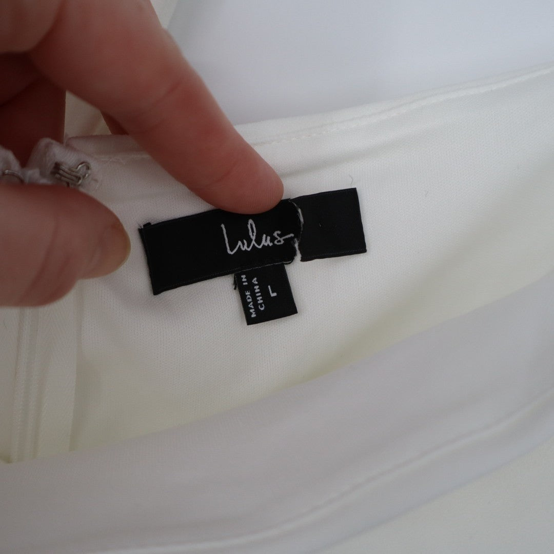 Lulus Hold Your Attention Midi Dress Womens Large White One-Shoulder Sleeveless