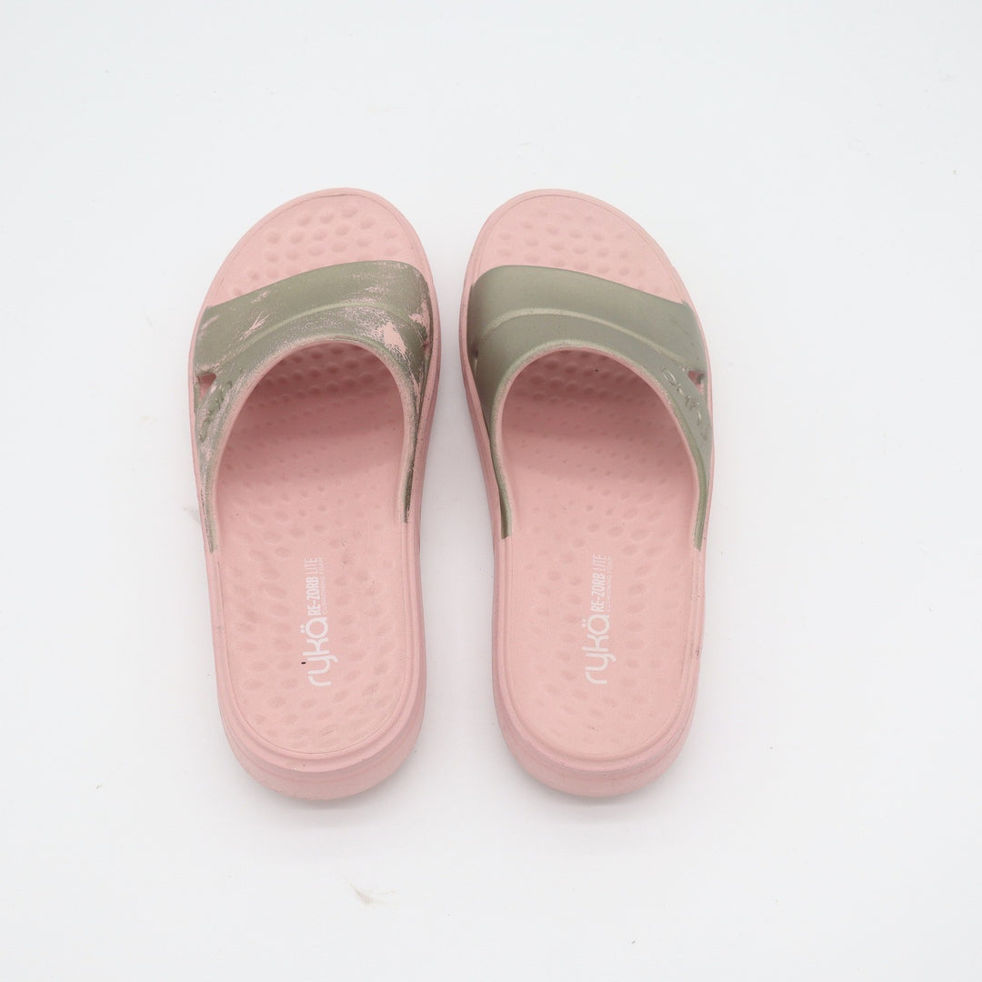 Ryka Restore Slide Sandals Pink Sage Green Re-Zorb Lite Women Size 10