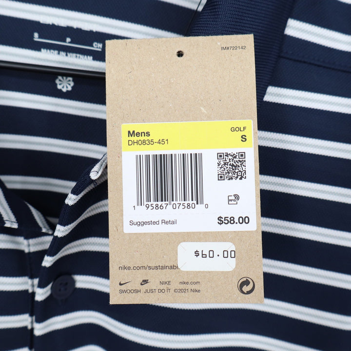 Nike Golf Mens Dri-FIT Victory Striped Polo Shirt Navy White Small