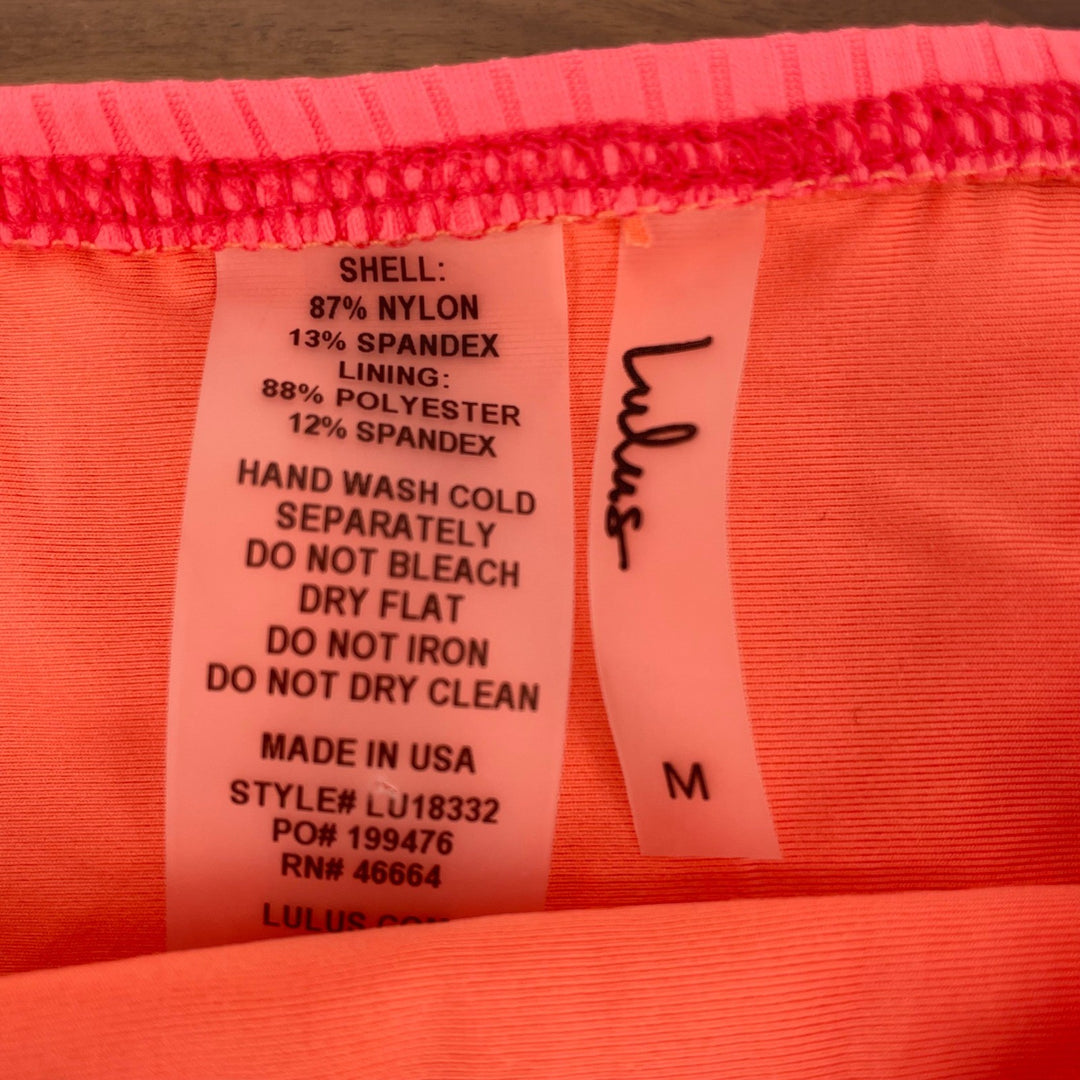 Lulus Ribbed Bikini Bottoms Coral Orange M