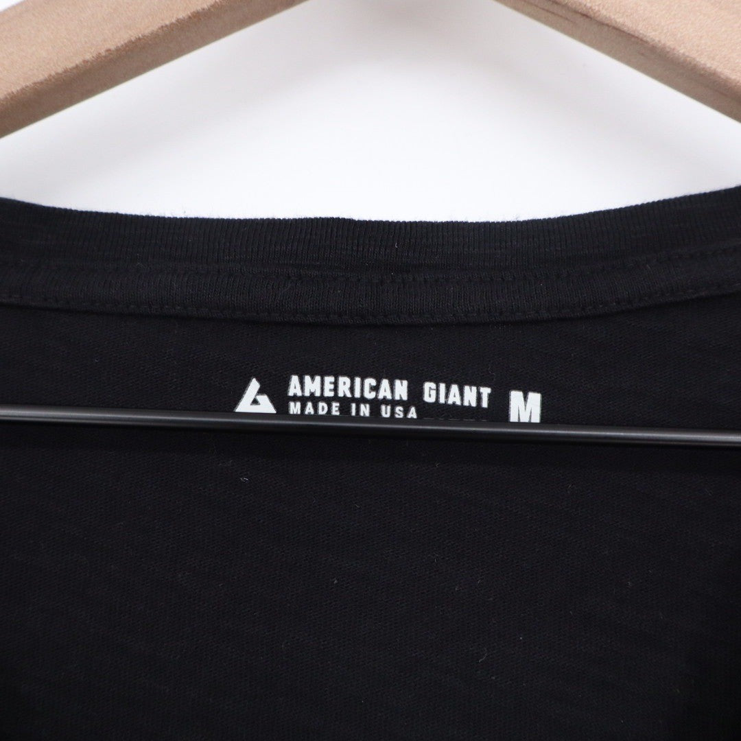 American Giant Women's Classic Cotton Black V Neck Tee Size Medium Made USA