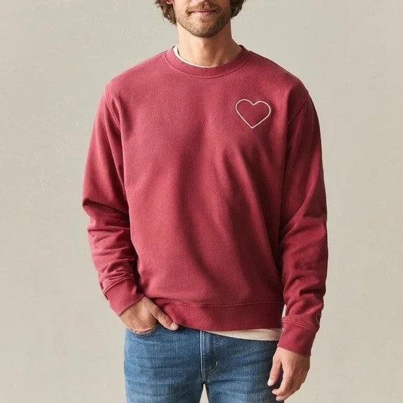American Giant French Terry Sweatshirt Unisex Large Red Cotton Valentine's Day