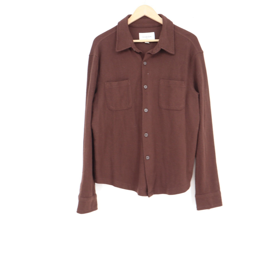 Goodfellow & Co Mens Brown Textured Button Down Shirt Long Sleeve Large