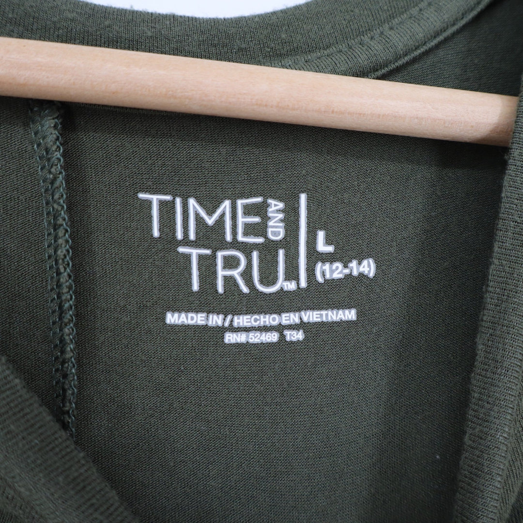 Time and Tru Womens Olive Green Sleeveless Swing Dress Large 12-14