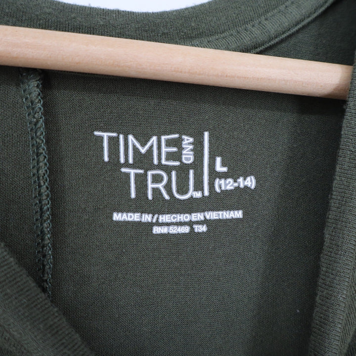 Time and Tru Womens Olive Green Sleeveless Swing Dress Large 12-14