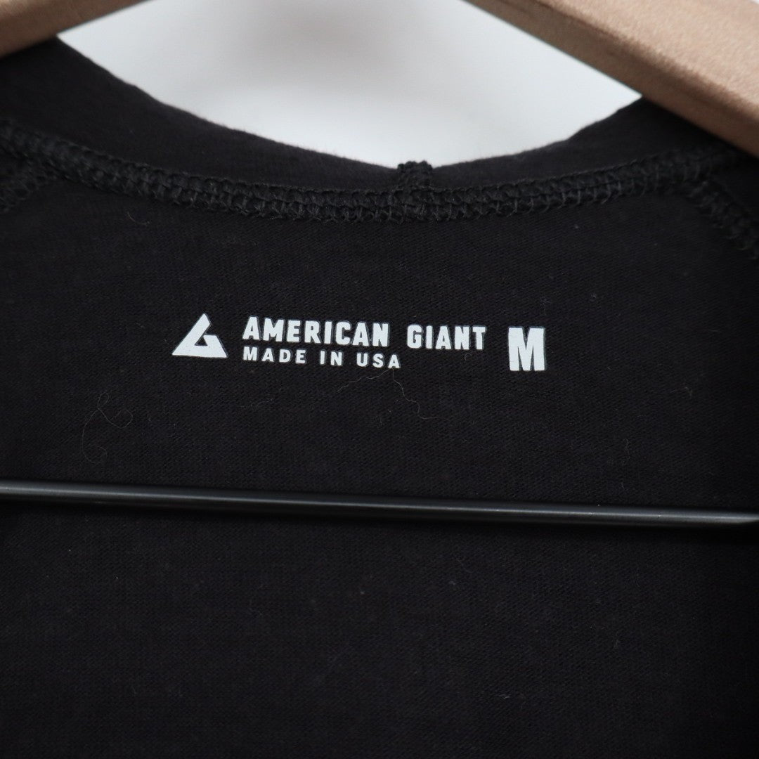 American Giant Hoodie Womens Medium Black Ribbed Full Zip Pockets Raglan Sleeve