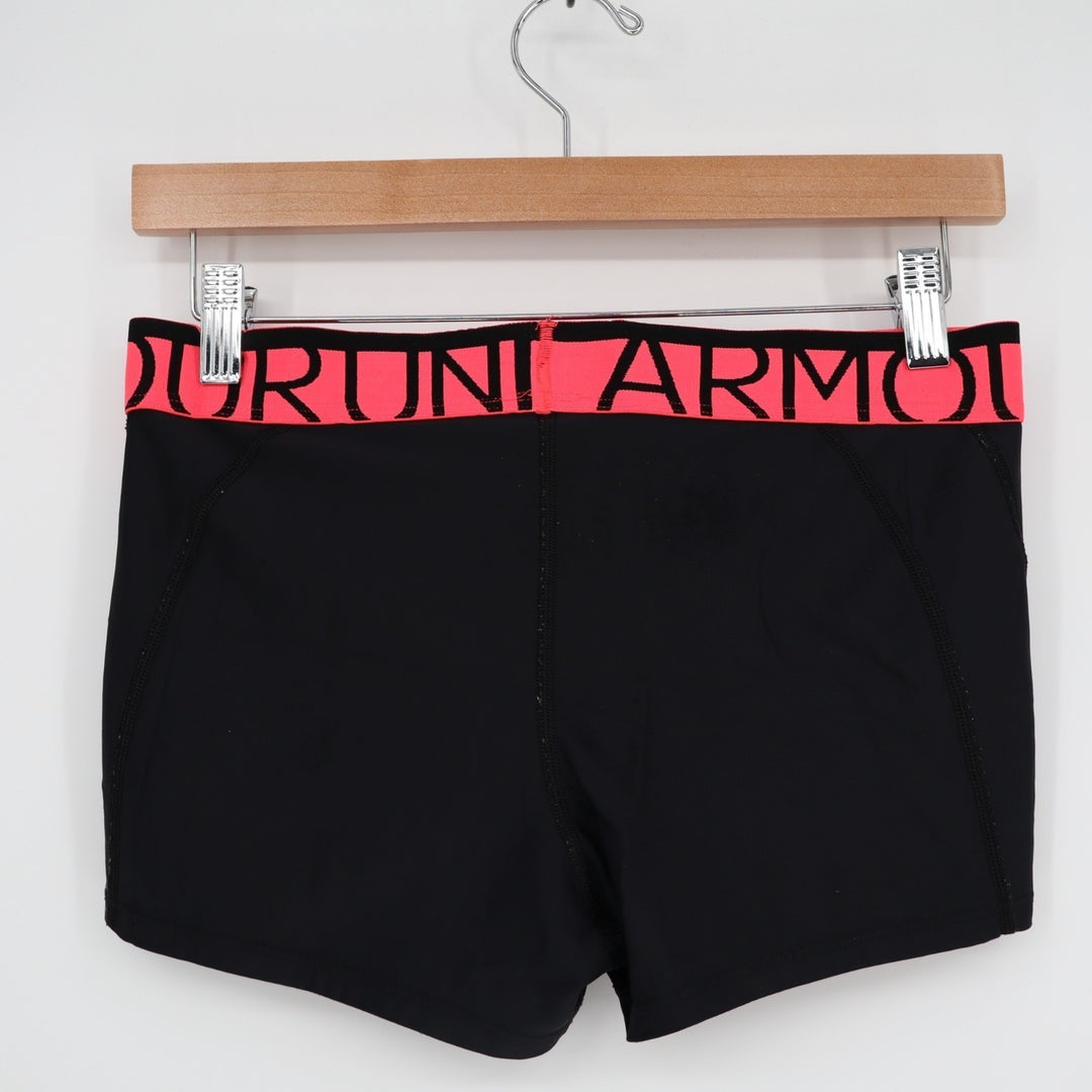 Under Armour HeatGear Compression Shorts Womens M Black Stretch Elastic Waist