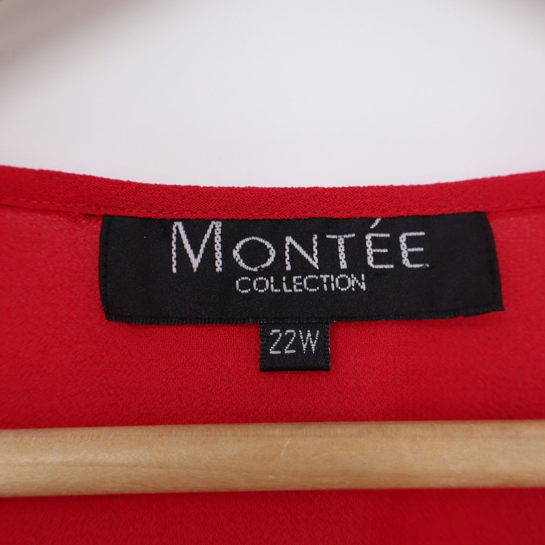 Montee Collection Red Sleeveless Scoop Neck Chiffon Blouse Plus Size 22W