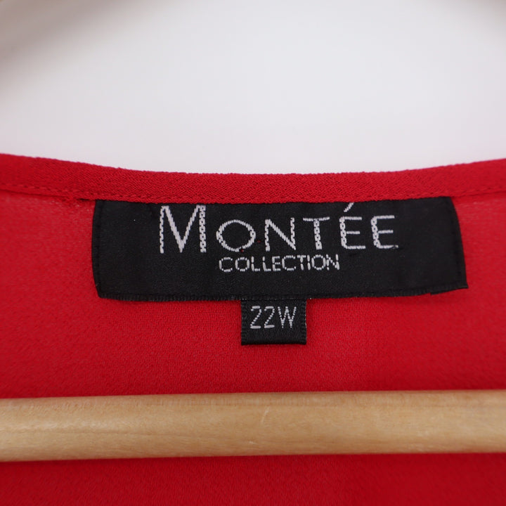 Montee Collection Red Sleeveless Scoop Neck Chiffon Blouse Plus Size 22W