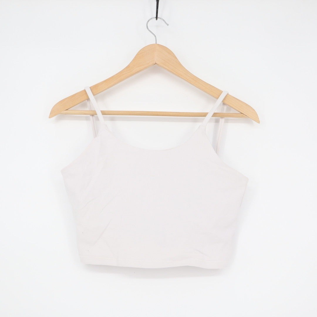 White Crop Tank Top Spaghetti Strap Basic Casual Everyday Size Small L