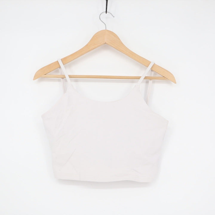 White Crop Tank Top Spaghetti Strap Basic Casual Everyday Size Small L