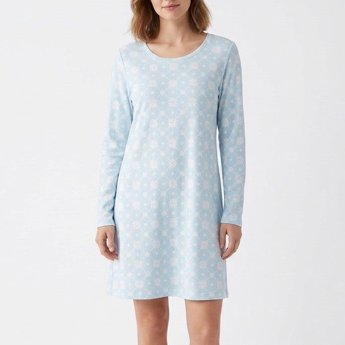 Charter Club Intimates Nightgown Womens Large Blue Snowflake Round Neck Pullover