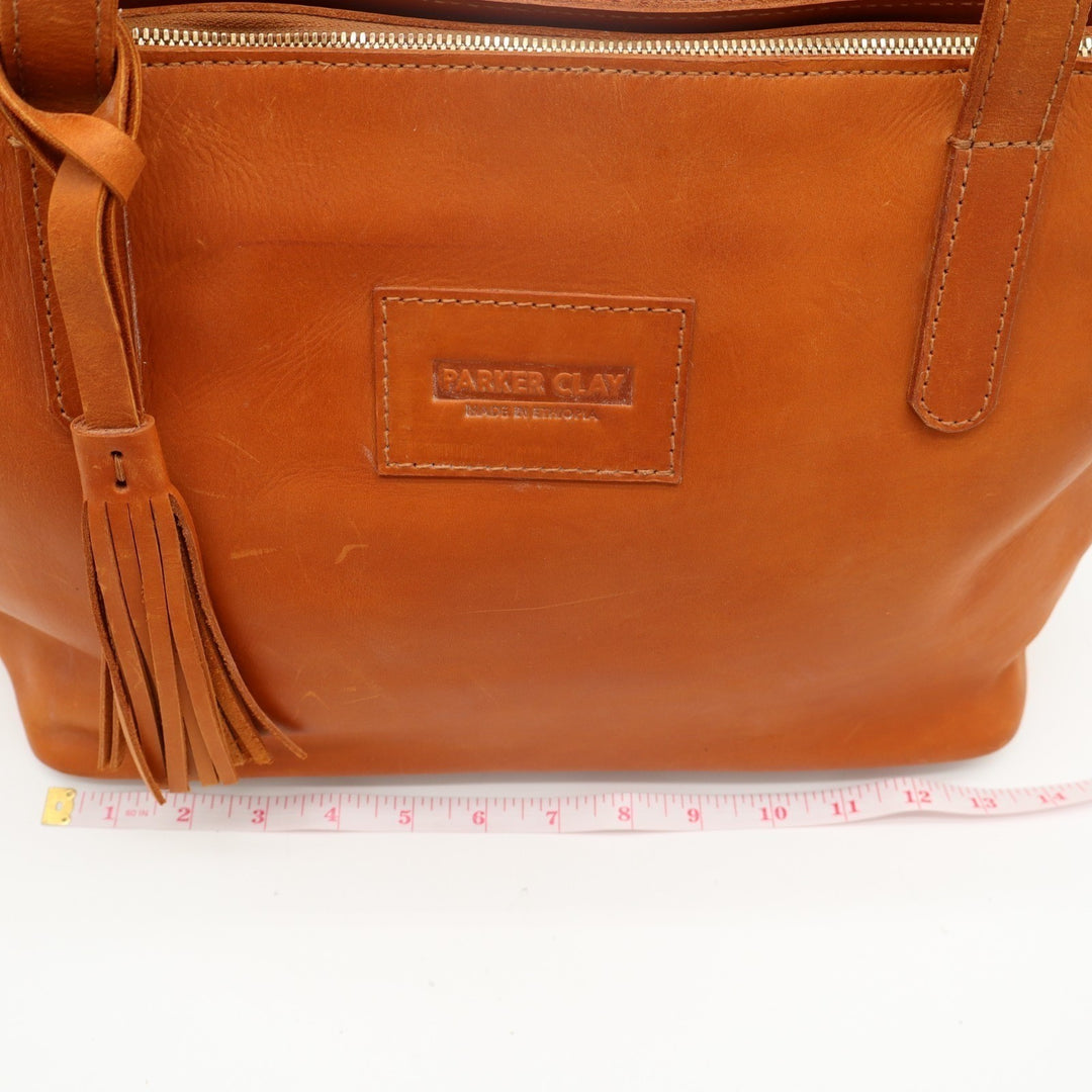 Parker Clay Eden Carryall Womens Handbag Brown Leather Crossbody Strap Tote Bag