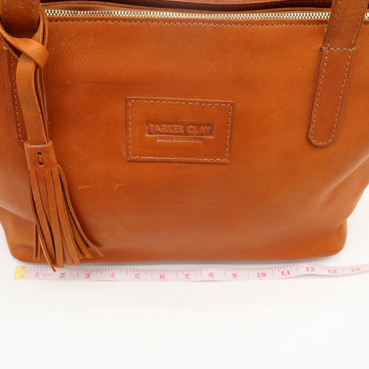 Parker Clay Eden Carryall Womens Handbag Brown Leather Crossbody Strap Tote Bag