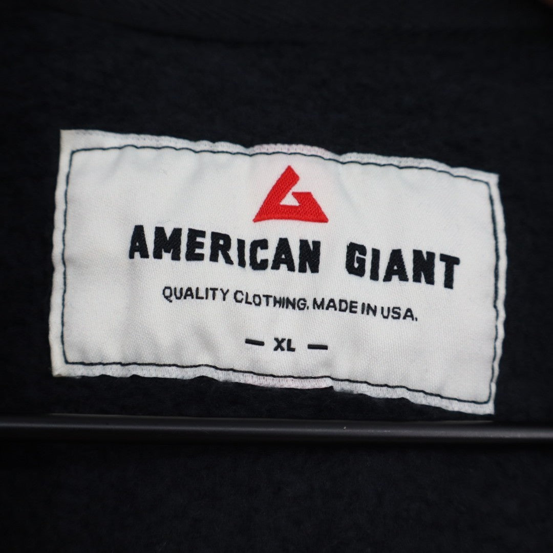 American Giant Hoodie Womens XL Black Full Zip Fleece Cotton Logo Casual Wear