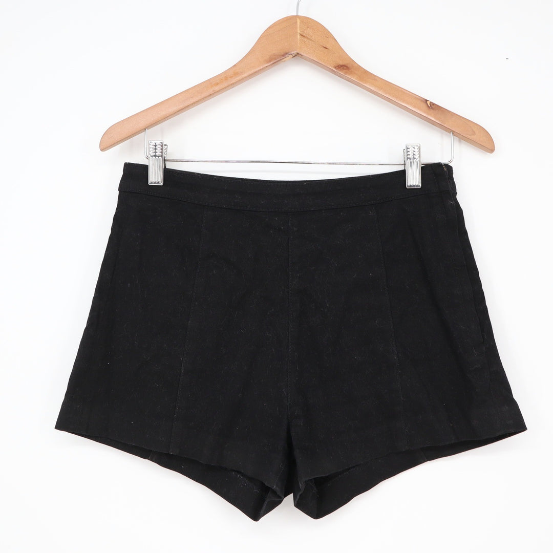 H&M Shorts Womens 10 High Waisted Twill Black Seam Detail Side Zip Excellent