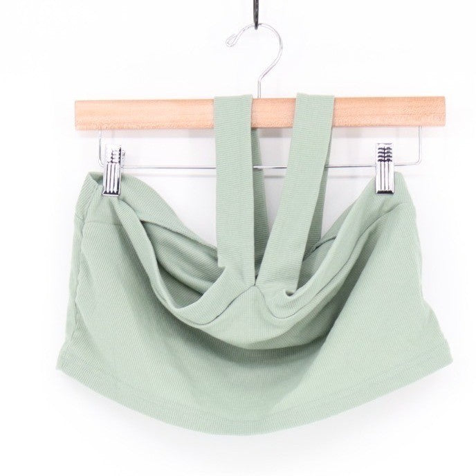Shein Camisole Top Womens XL Sage Green Cotton Stretch Knitted Ribbed Wide Strap