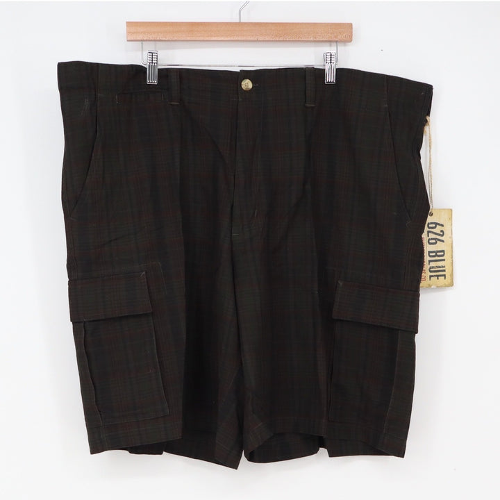 626 Blue Cargo Shorts Mens 46 Vintage Surplus Dark Plaid Cotton New