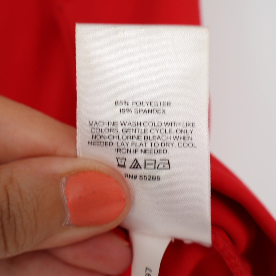 Express Body Contour High Neck Tank Top Red Sleeveless Crop Slim Fit Large
