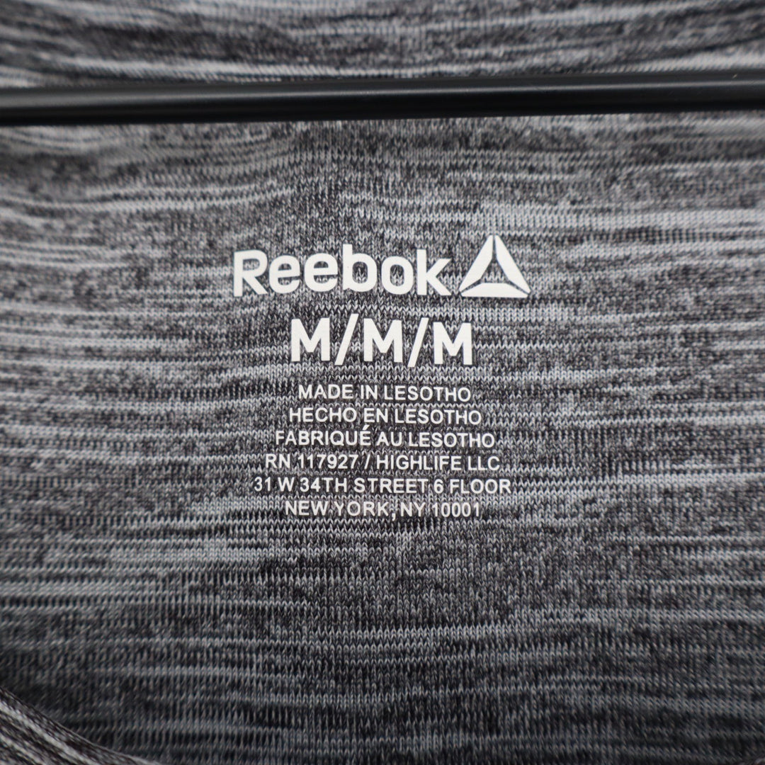 Reebok Womens Space Dye Athletic T-Shirt Gray Short Sleeve High-Low Hem Medium