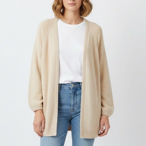 The Drop Cardigan Sweater Beige XL Open Front Long Sleeve Cozy Knit