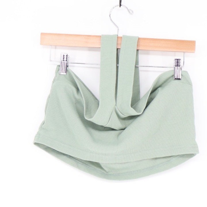 Shein Camisole Top Womens XL Sage Green Cotton Stretch Knitted Ribbed Wide Strap