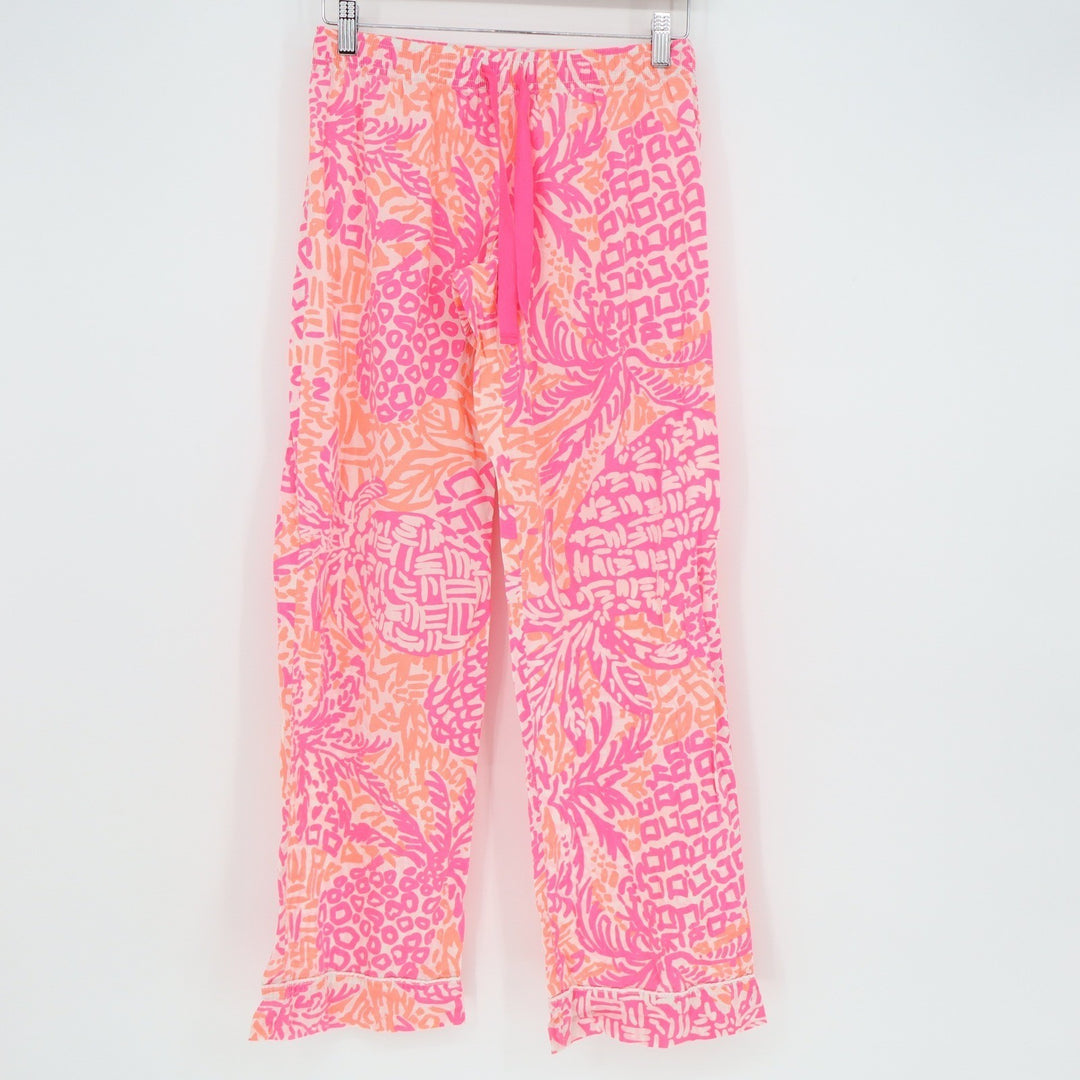 Lilly Pulitzer Pink Orange Pineapple Tropical Pajama Pants Small