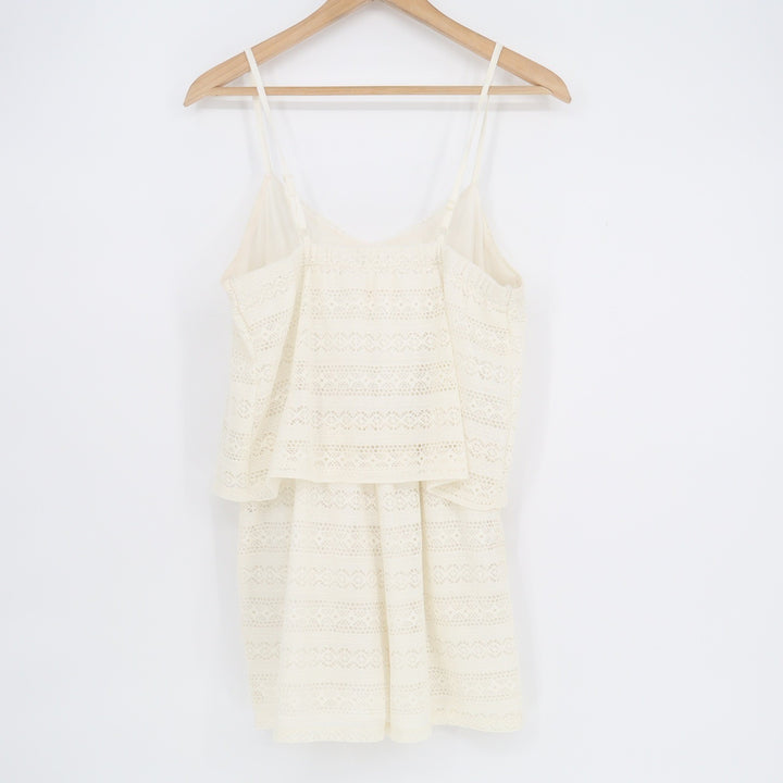 Rewind Lace Tiered Romper Cream Off-White Sleeveless Boho R61257M3E Small