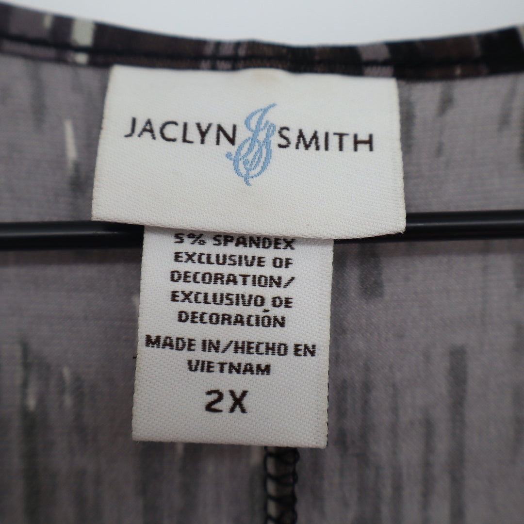 Jaclyn Smith Dress Womens 2X Abstract Ikat Black Sequin V-Neck Sleeveless