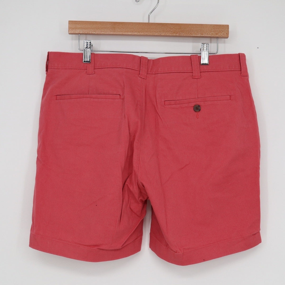 J.Crew Mens 7 Inch Inseam Re-Imagined Chino Shorts Coral Pink Size 34 Stretch