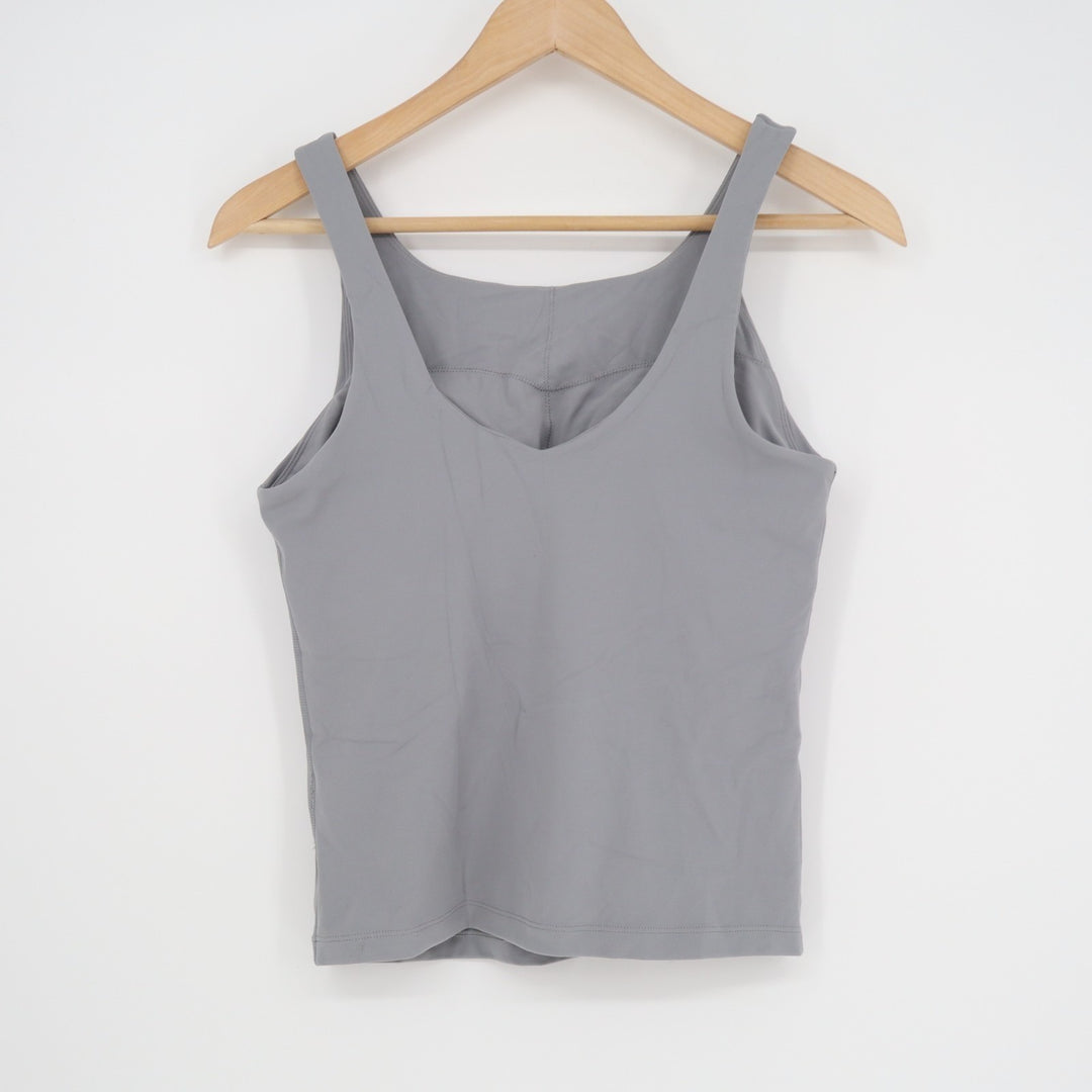 Lavento Cropped Tank Top Womens 6 Gray Stretch V Back Gym Workout Athleisure