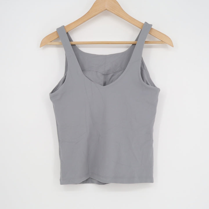 Lavento Cropped Tank Top Womens 6 Gray Stretch V Back Gym Workout Athleisure