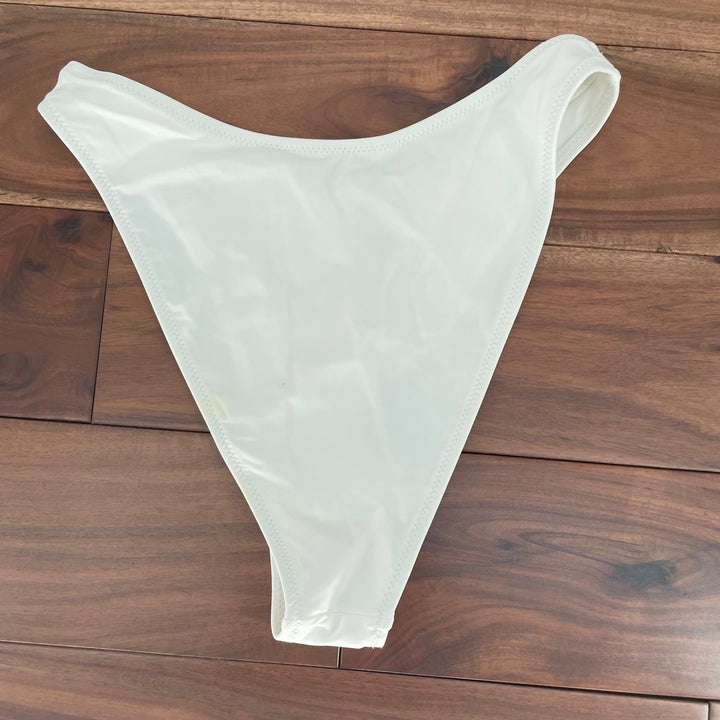 Lulus White High Leg Bikini Bottoms Swimsuit Size Medium L13Bottom