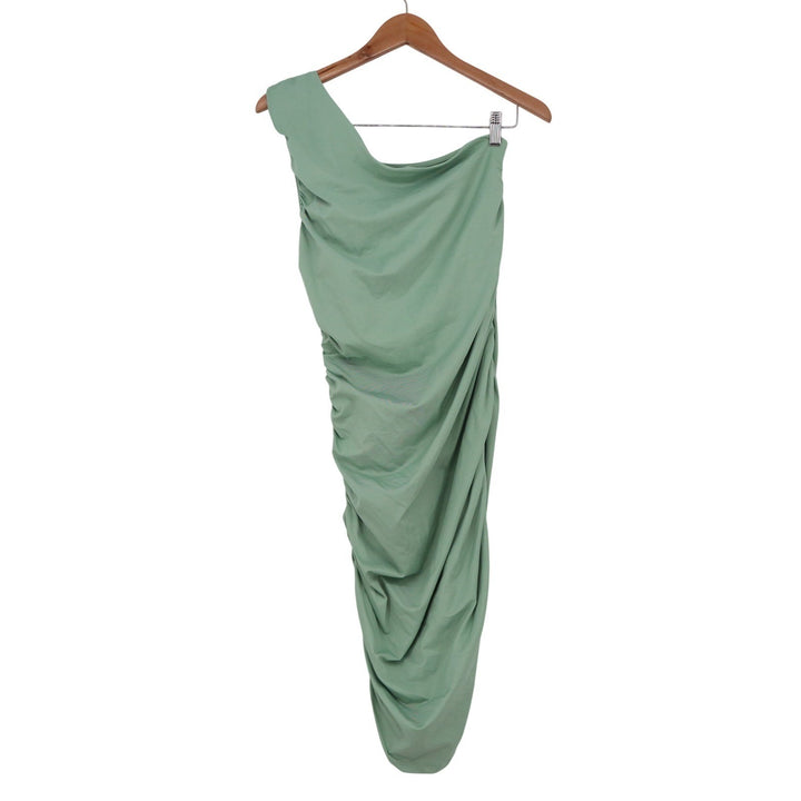 GB Fashion London One Shoulder Ruched Midi Dress Mint Green Large