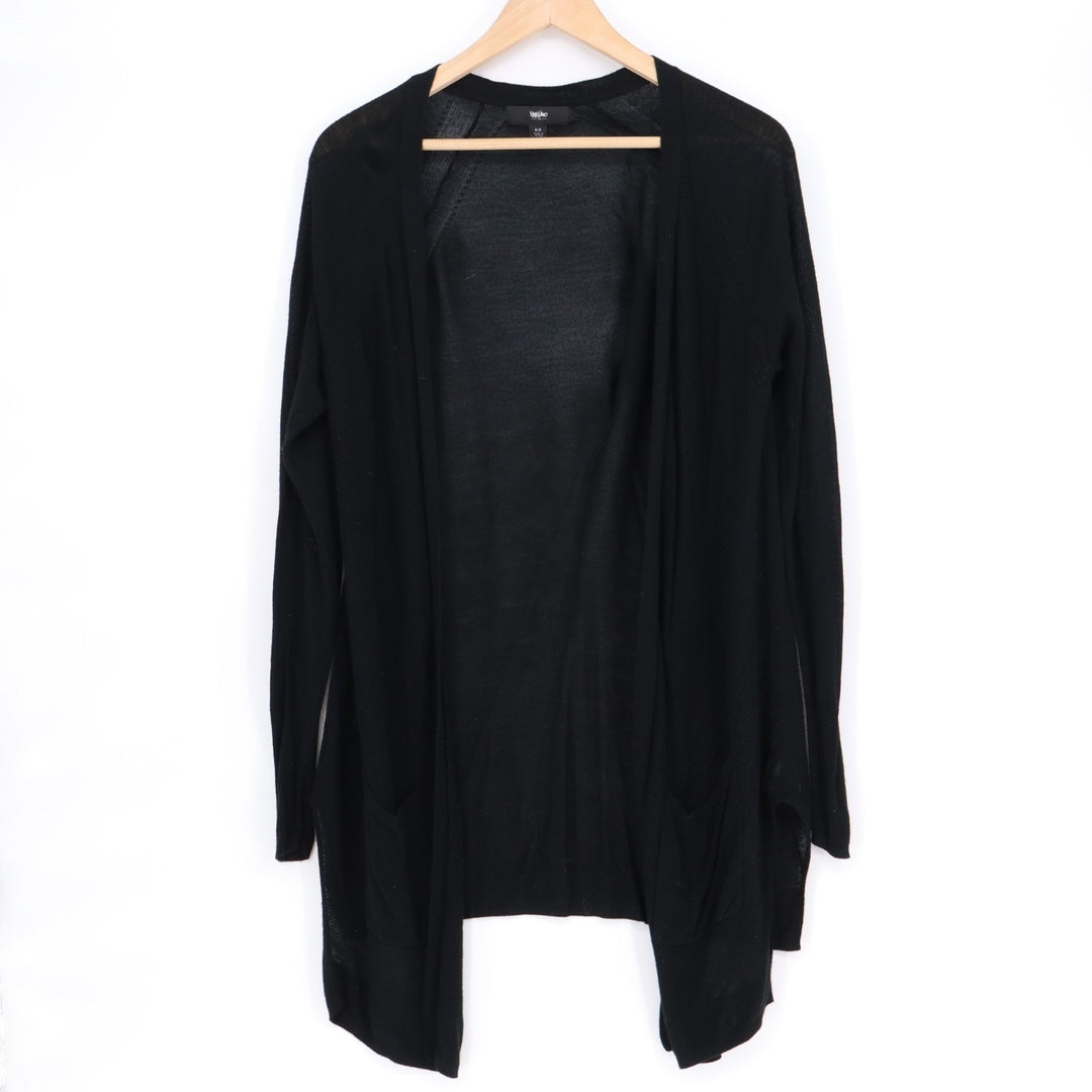 Mossimo Cardigan Sweater Womens Medium Black Rayon Tight Knit Winter Open Front
