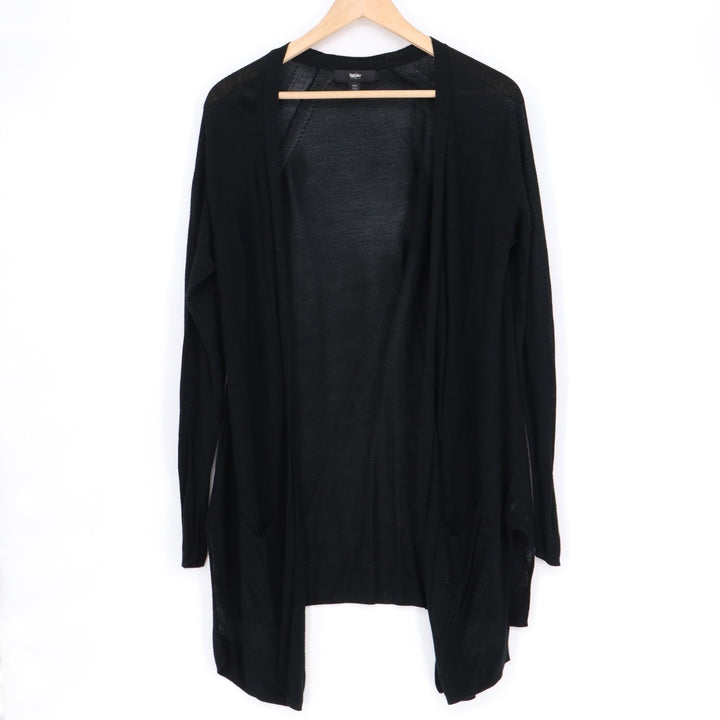 Mossimo Cardigan Sweater Womens Medium Black Rayon Tight Knit Winter Open Front