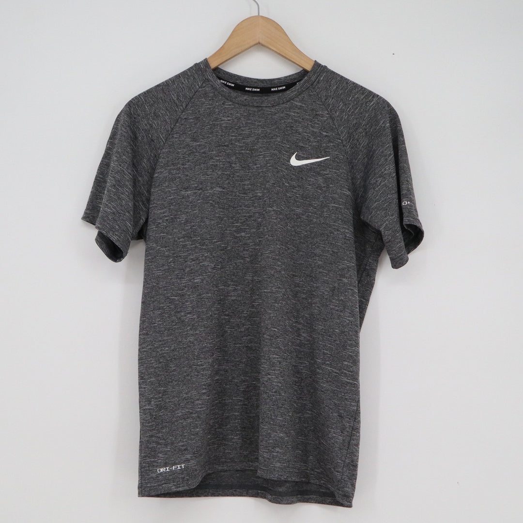 Nike Swim Mens Dri-FIT Heathered Charcoal Grey Rash Guard Training Tee Size S