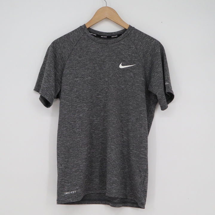 Nike Swim Mens Dri-FIT Heathered Charcoal Grey Rash Guard Training Tee Size S