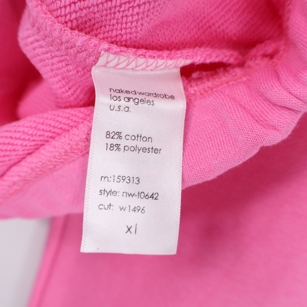 Naked Wardrobe Pink Cropped Hoodie Sweatshirt XL Women's