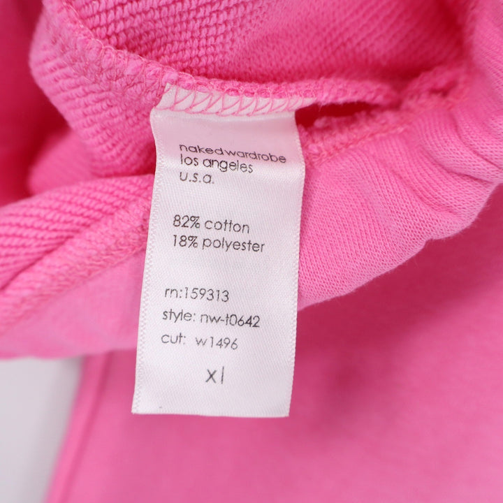 Naked Wardrobe Pink Cropped Hoodie Sweatshirt XL Women's